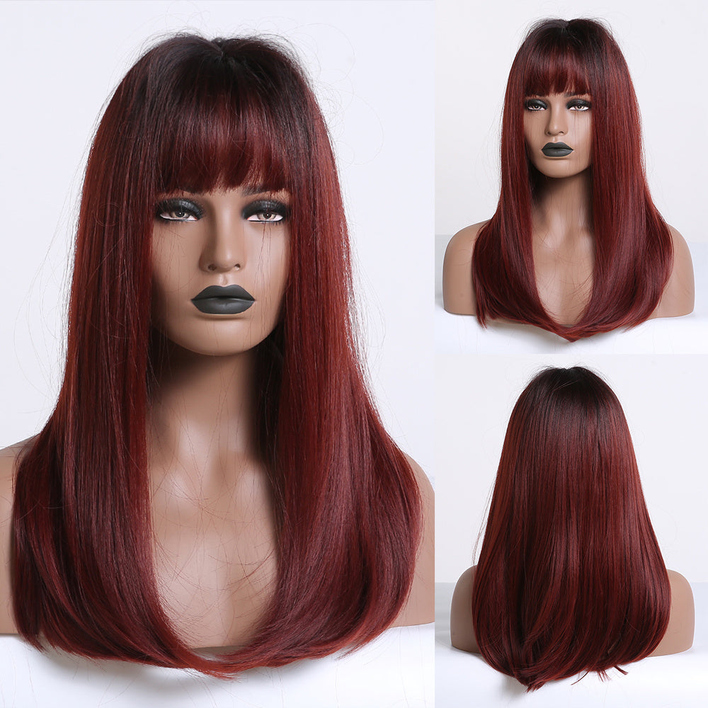 Long Smooth Synthetic Wig With Bangs For Women