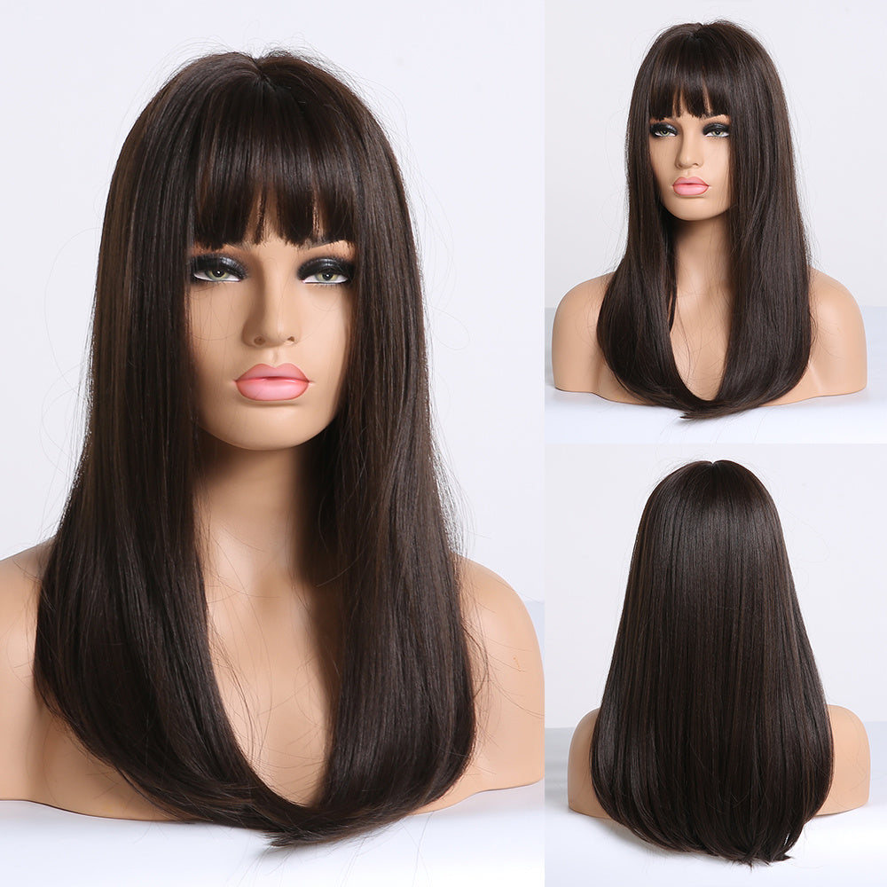 Long Smooth Synthetic Wig With Bangs For Women