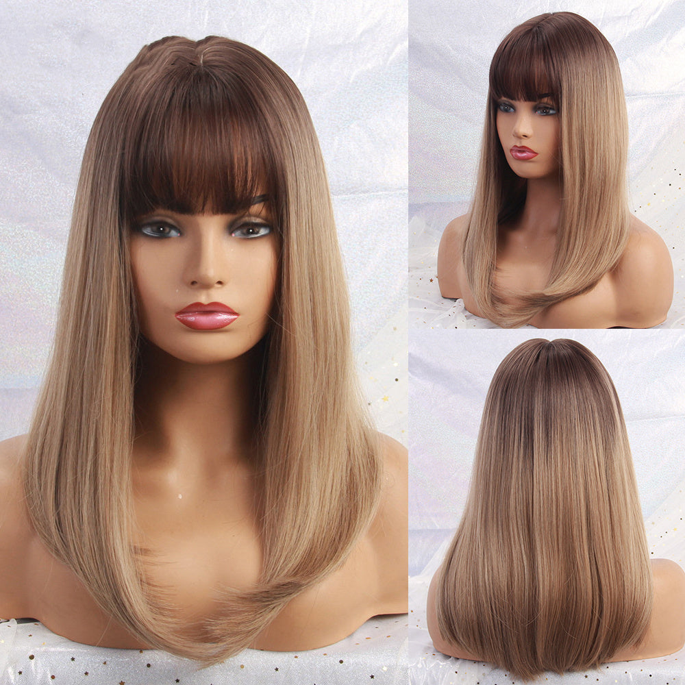 Long Smooth Synthetic Wig With Bangs For Women