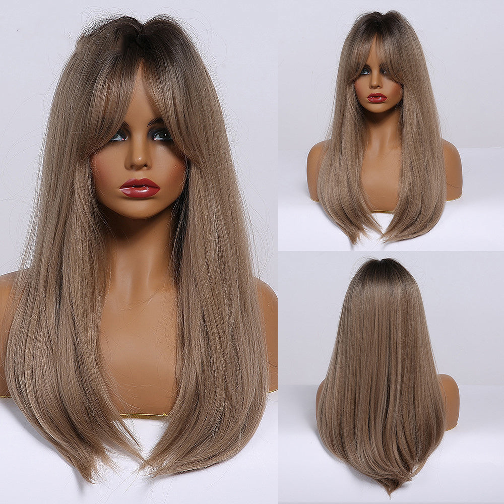 Long Smooth Synthetic Wig With Bangs For Women