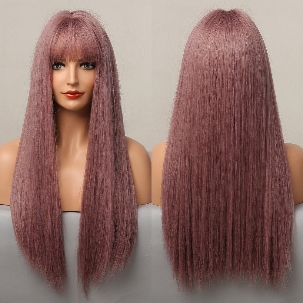 Long Smooth Synthetic Wig With Bangs For Women