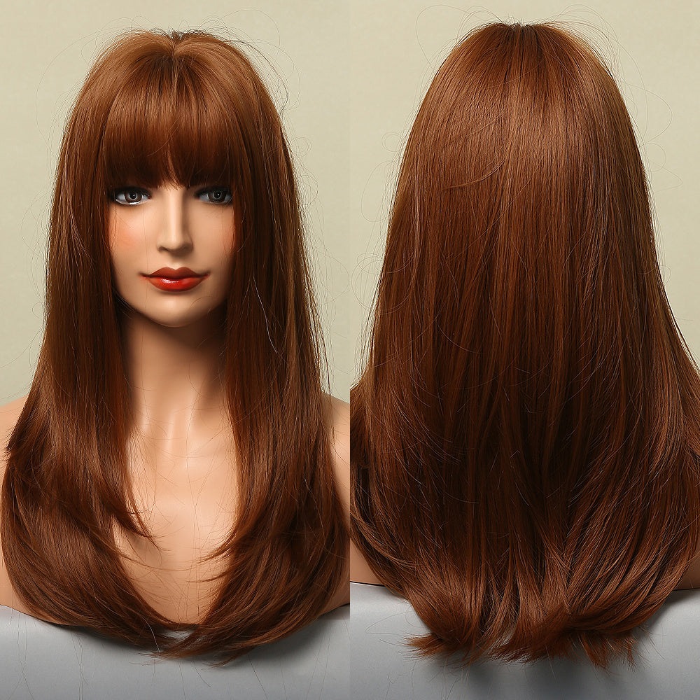 Long Smooth Synthetic Wig With Bangs For Women