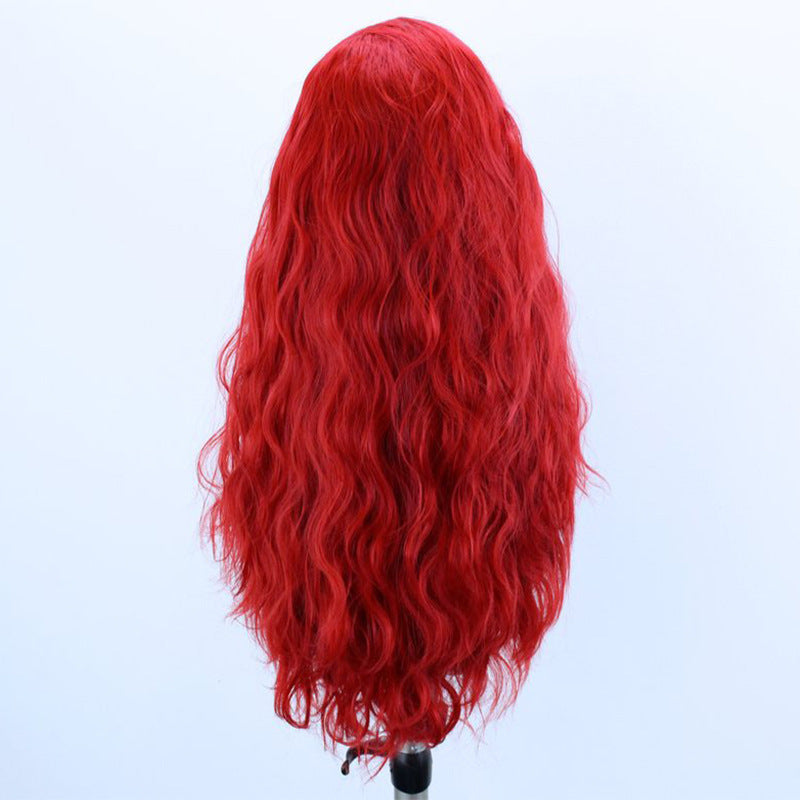 Red Curly Hair Half-hand Crocheted Front Lace Synthetic Wig